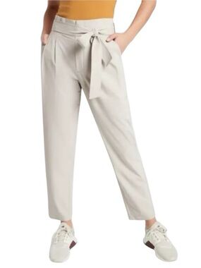 Athleta Skyline Pant II Beige High-Rise Tapered Paperbag Waist Trouser Size 8